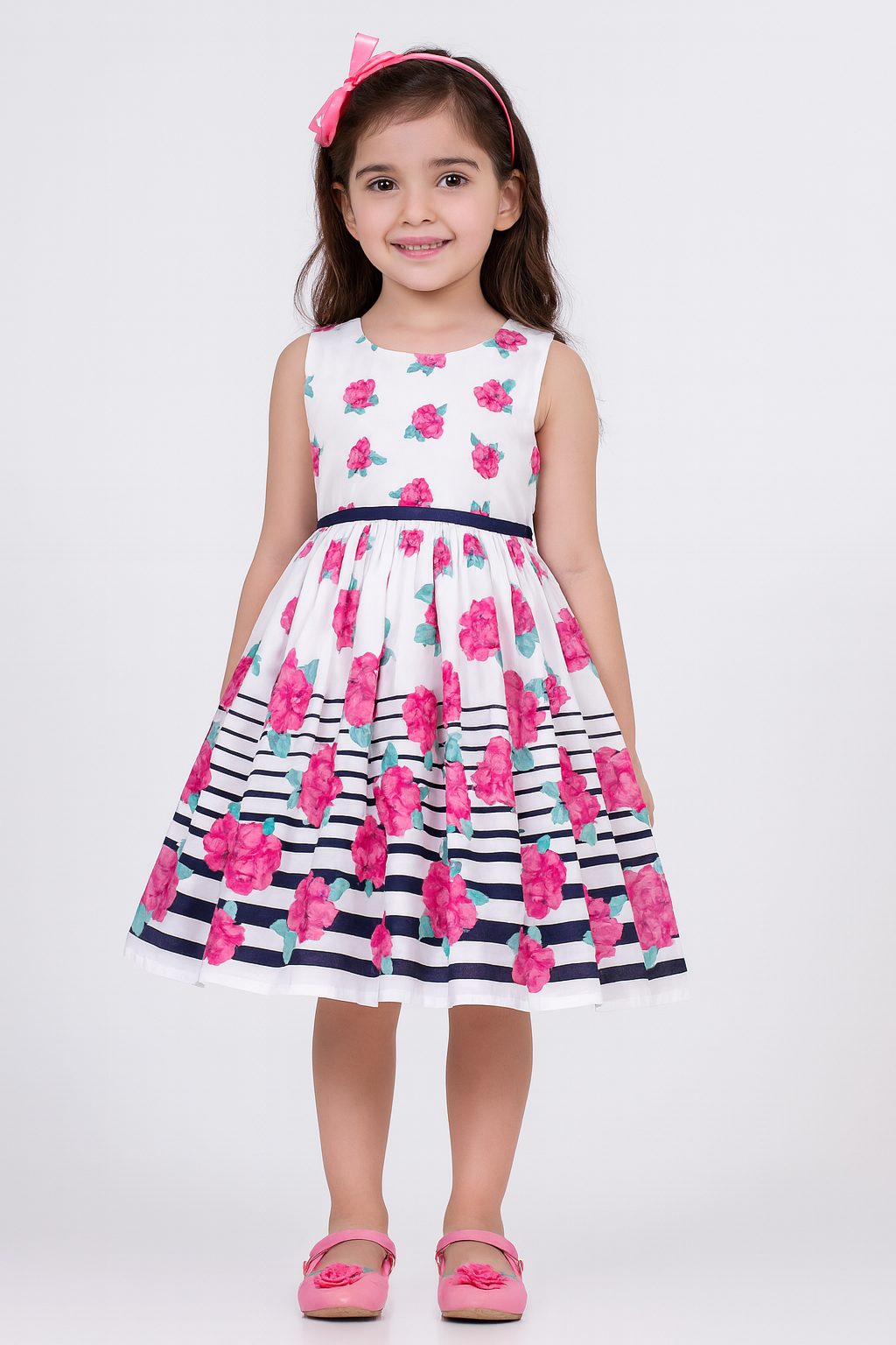 Floral Cotton Dress with Heart Back