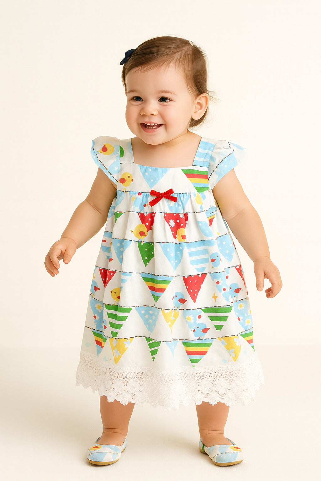 Bunting print Baby dress