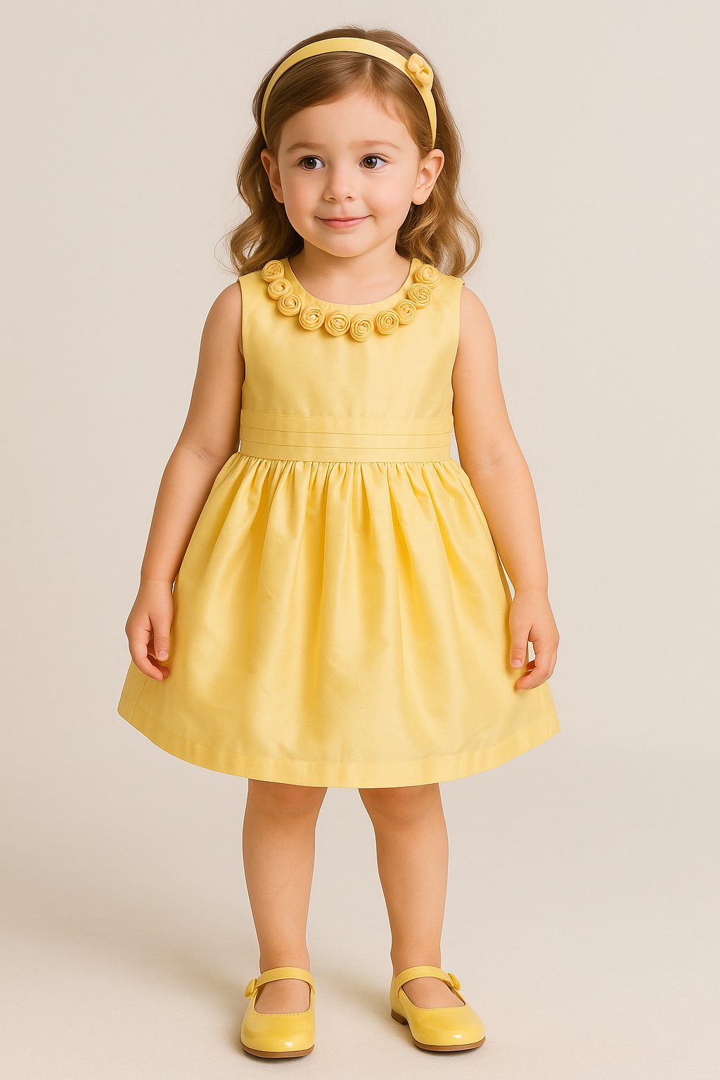 Yellow Rosette Party Dress