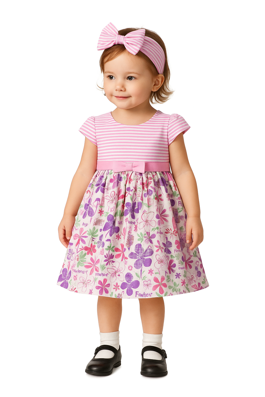 Floral print and stripe dress for Baby