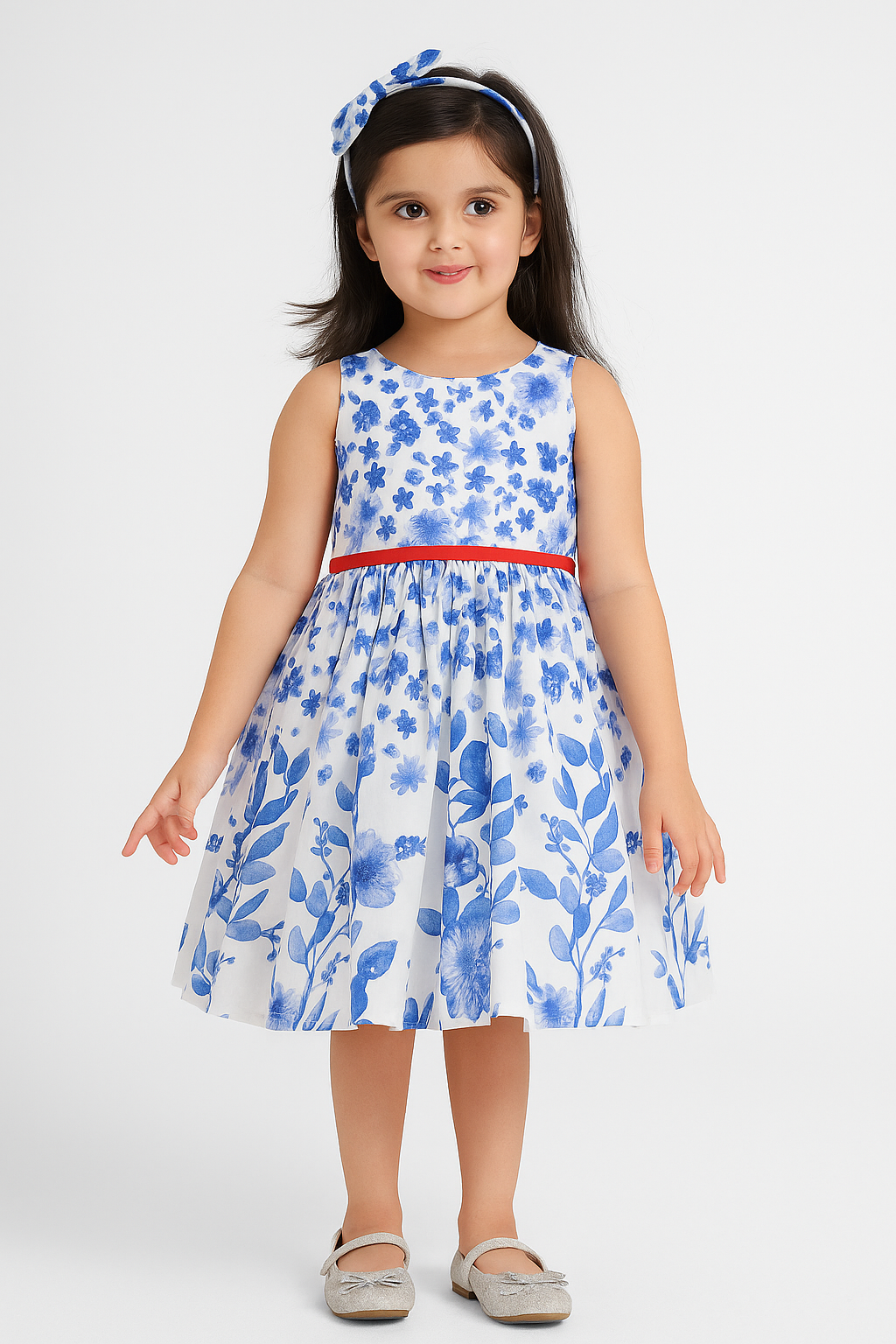 Blue floral printed dress