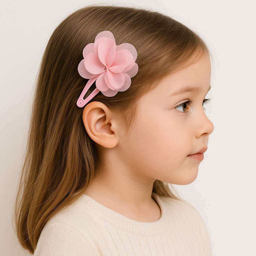 Pink Laser Cut Flower Hair Clips