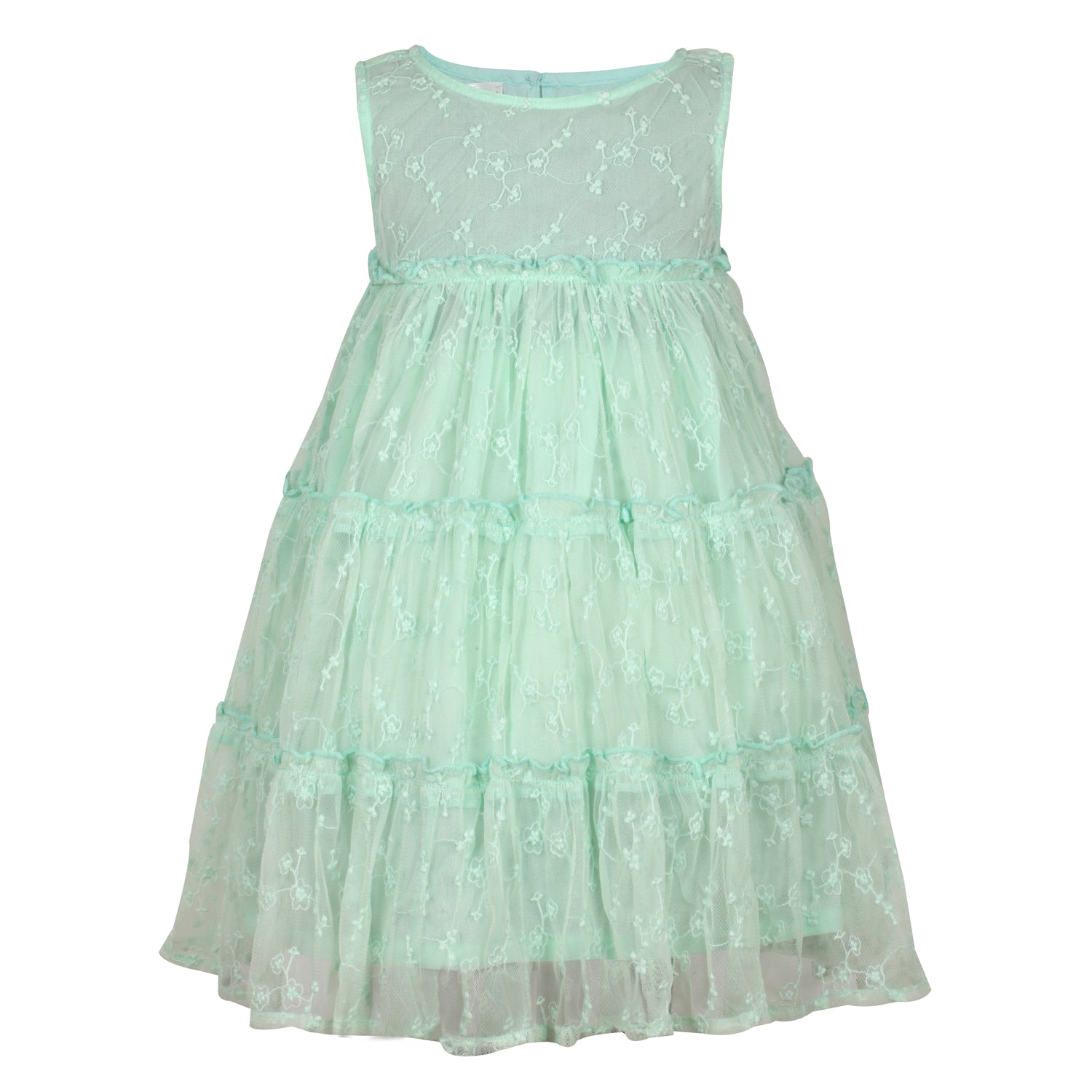 Embroidered tiered net party dress