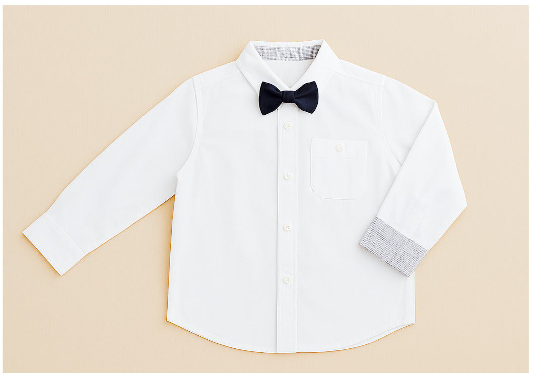 White Cotton Shirt with Blue Bow by Boy Crew