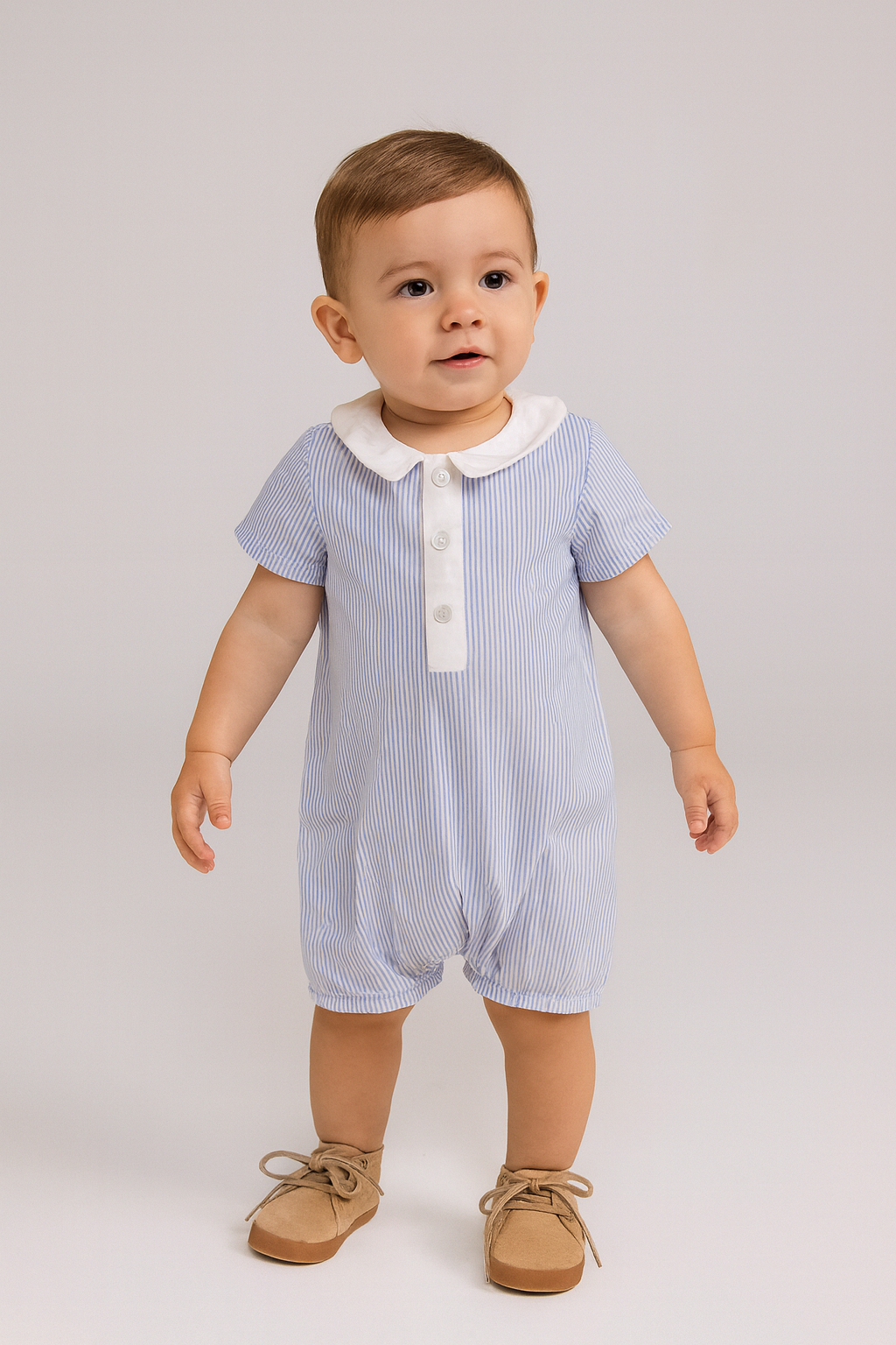White Stripe & Blue Unisex Romper