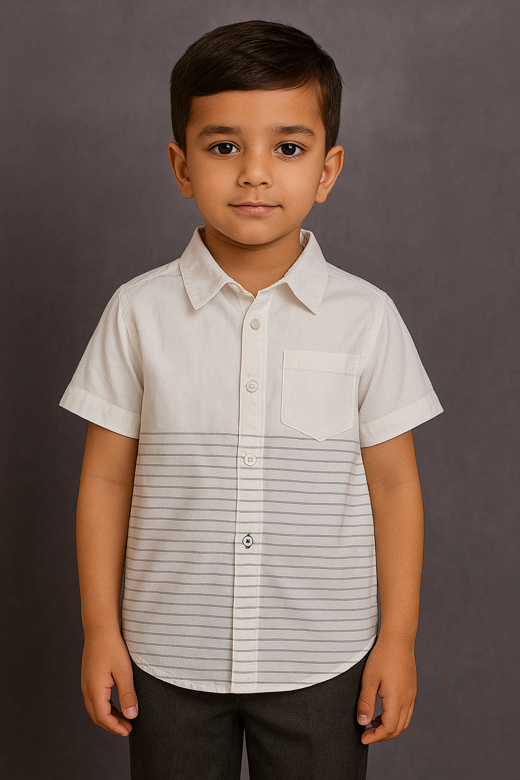 White & Grey Stripe Cotton Shirt by Boy Crew
