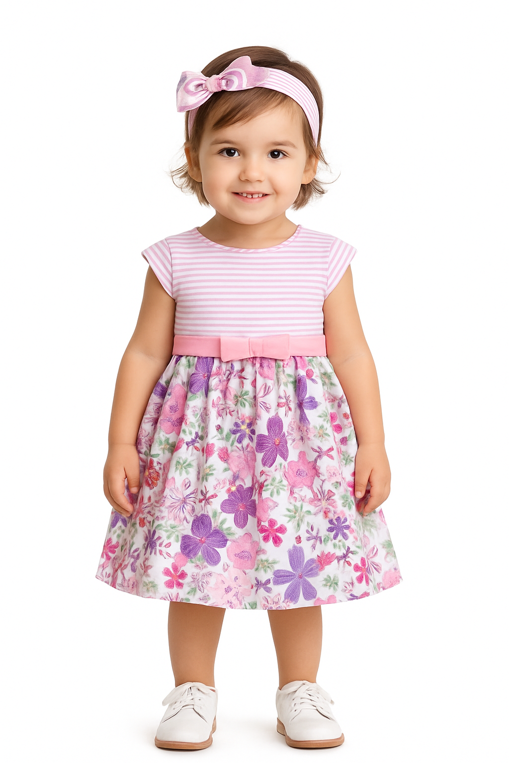 Floral print and stripe dress for Baby