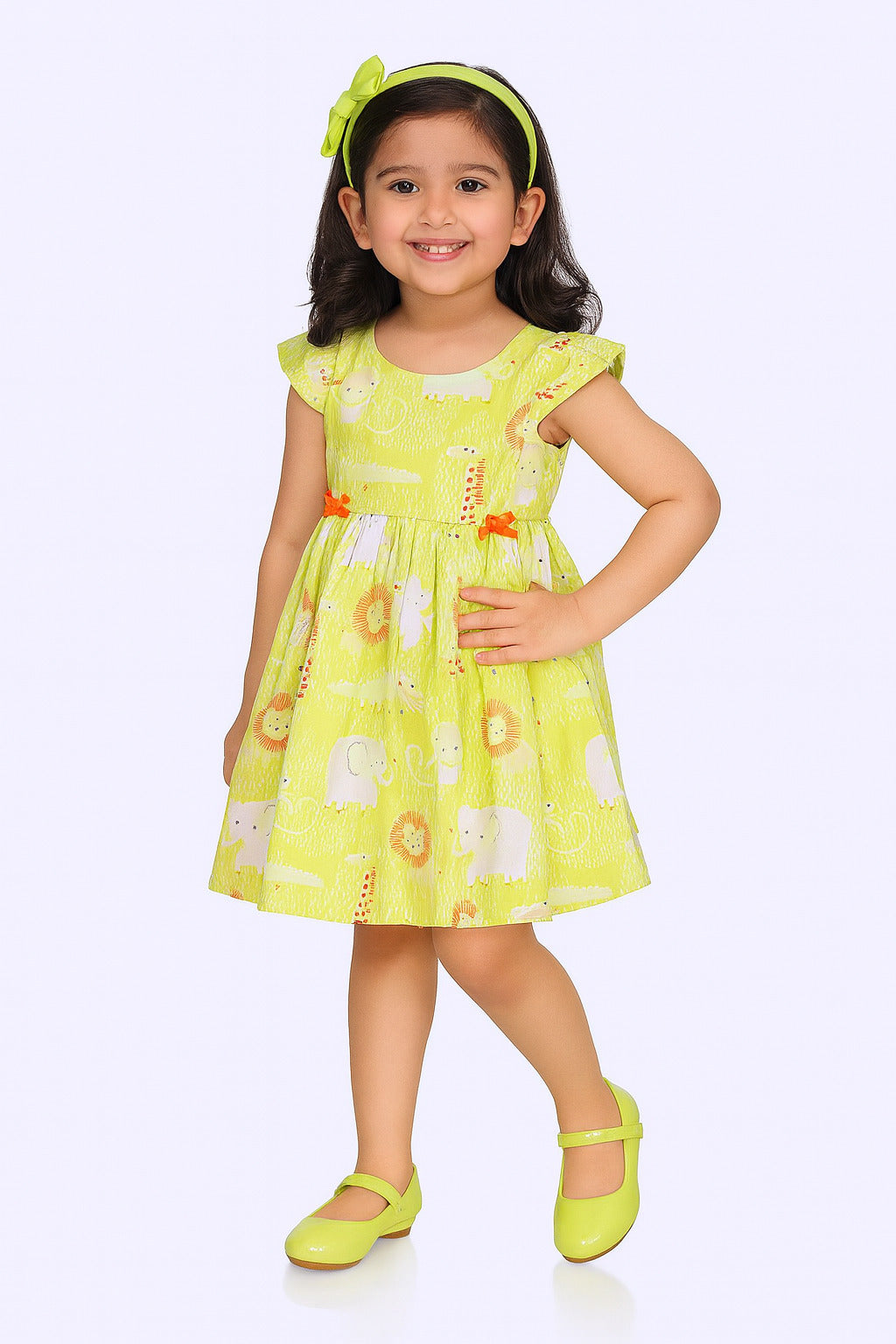 Lion print dress in organic cotton