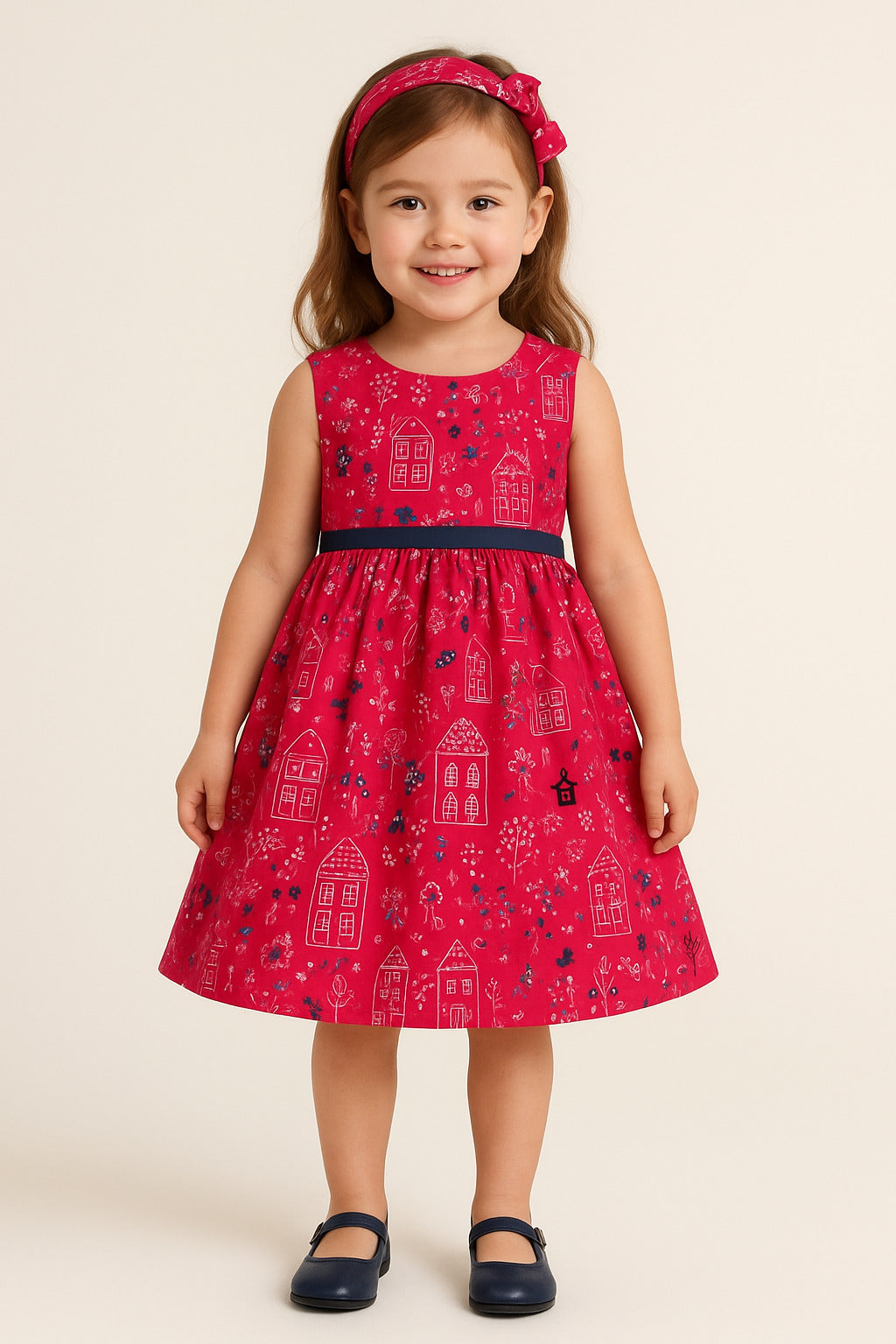 Pink house print dress