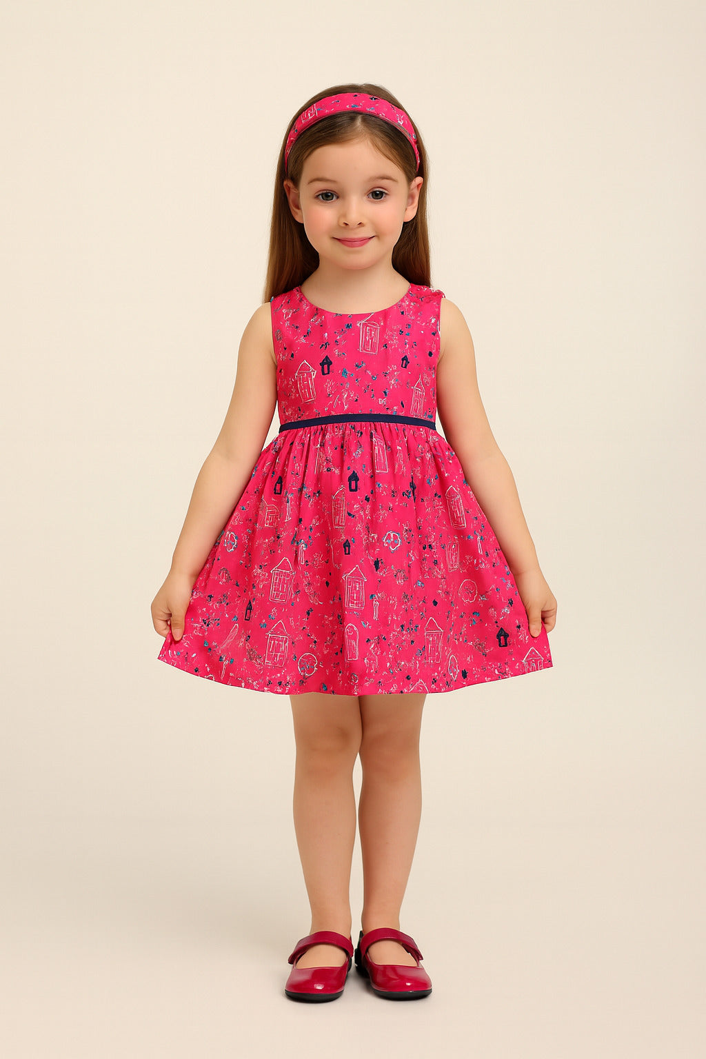 Pink house print dress