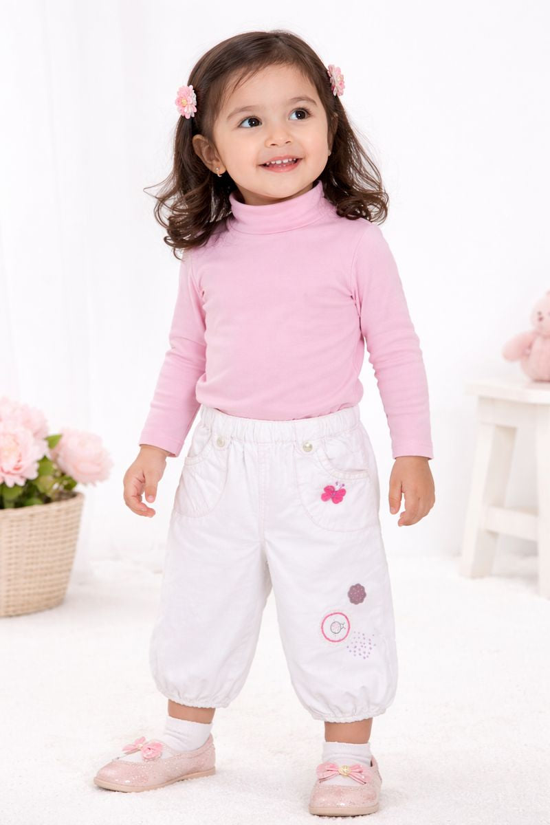 White Blossom Cotton Baby Pant