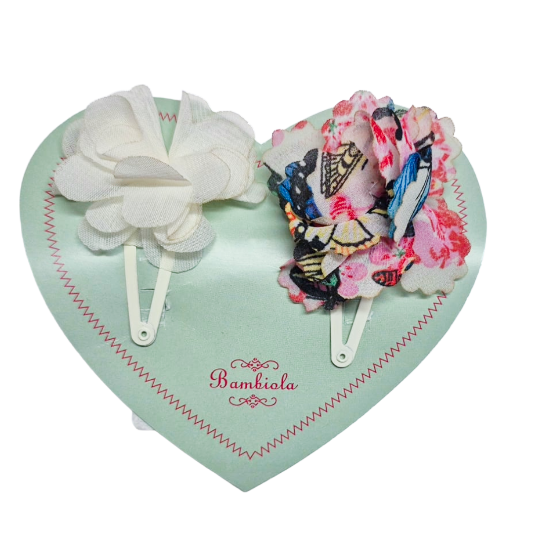 Off White & Printed Laser-Cut Hair Clips