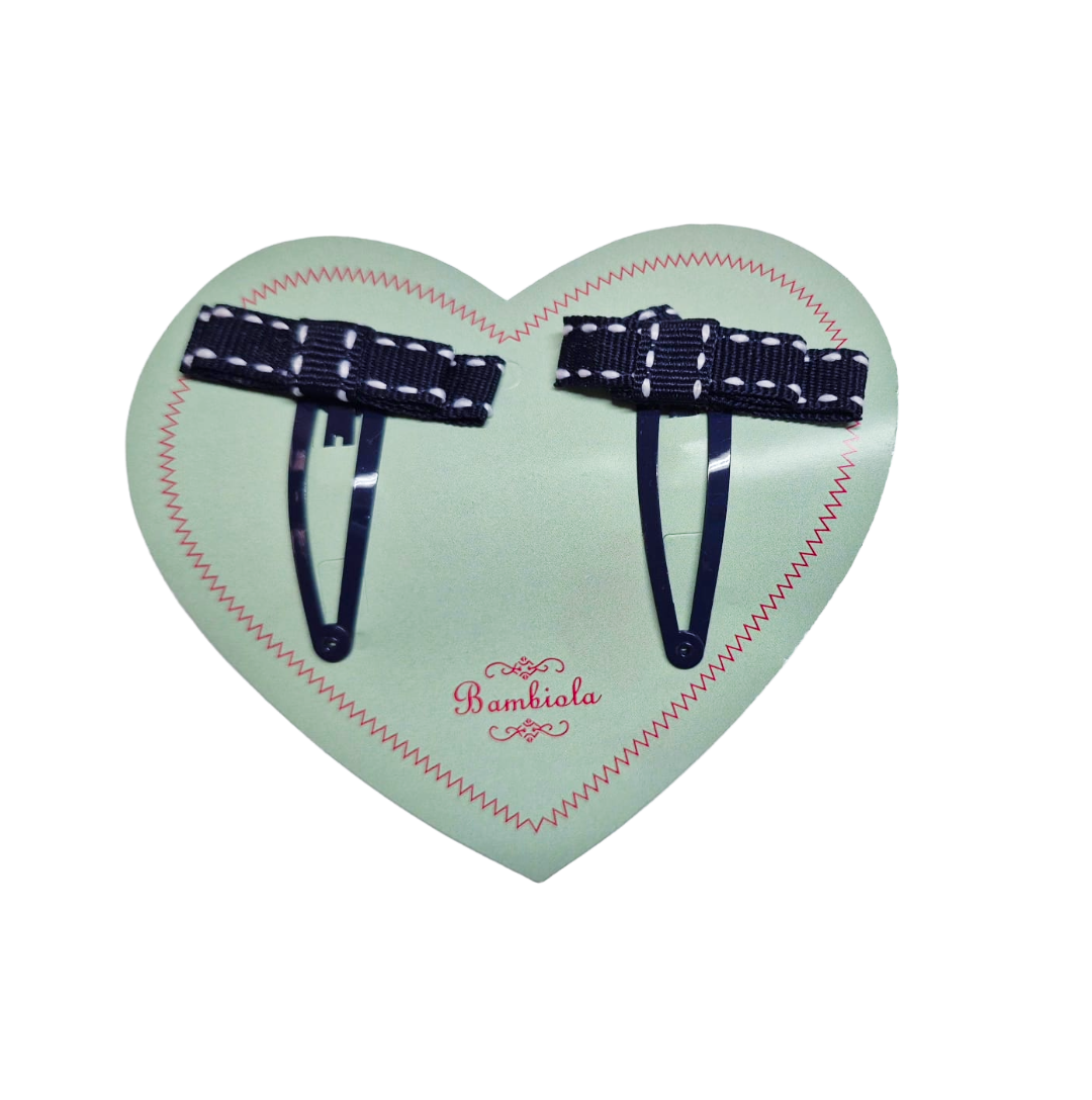 Double Bow Grosgrain Pick Stitch Ribbon Hair Clips