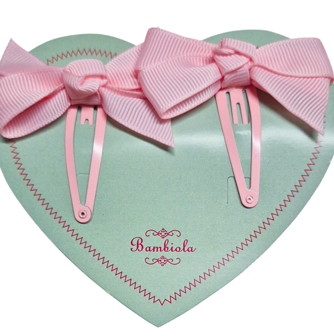 Light Pink Grosgrain Ribbon Bow Hair Clips
