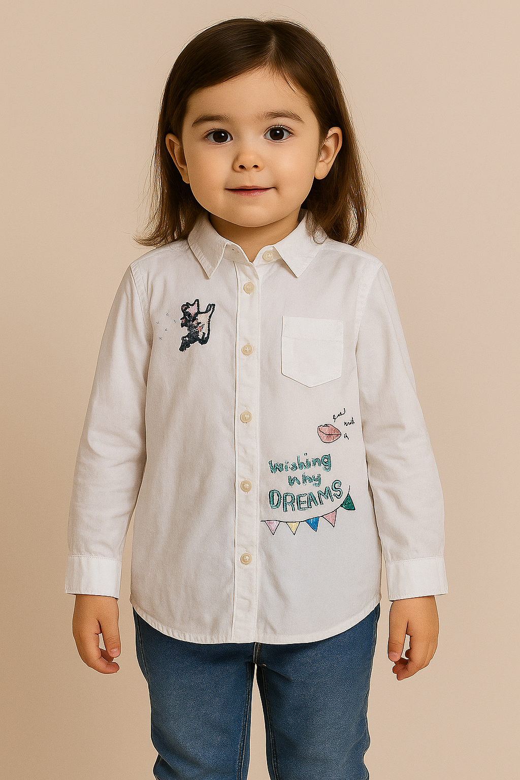 White Starry Embroidery Sequin Shirt