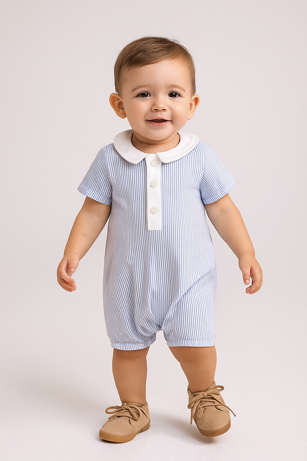 White Stripe & Blue Unisex Romper