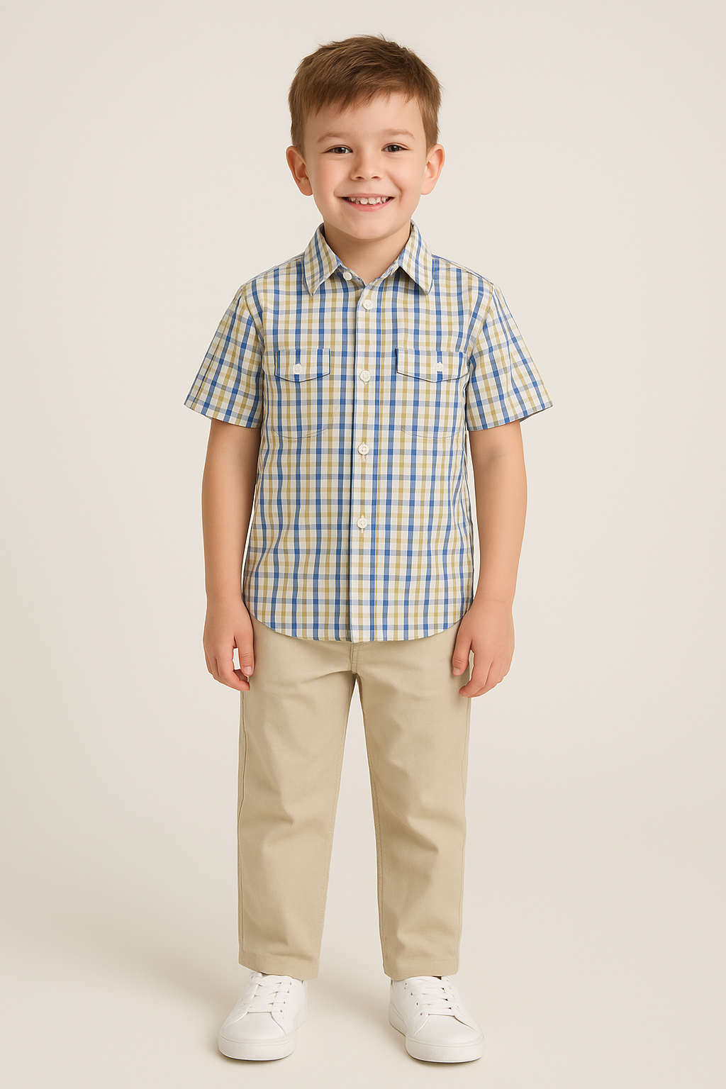 Blue Check Classic Cotton Shirt by Boy Crew