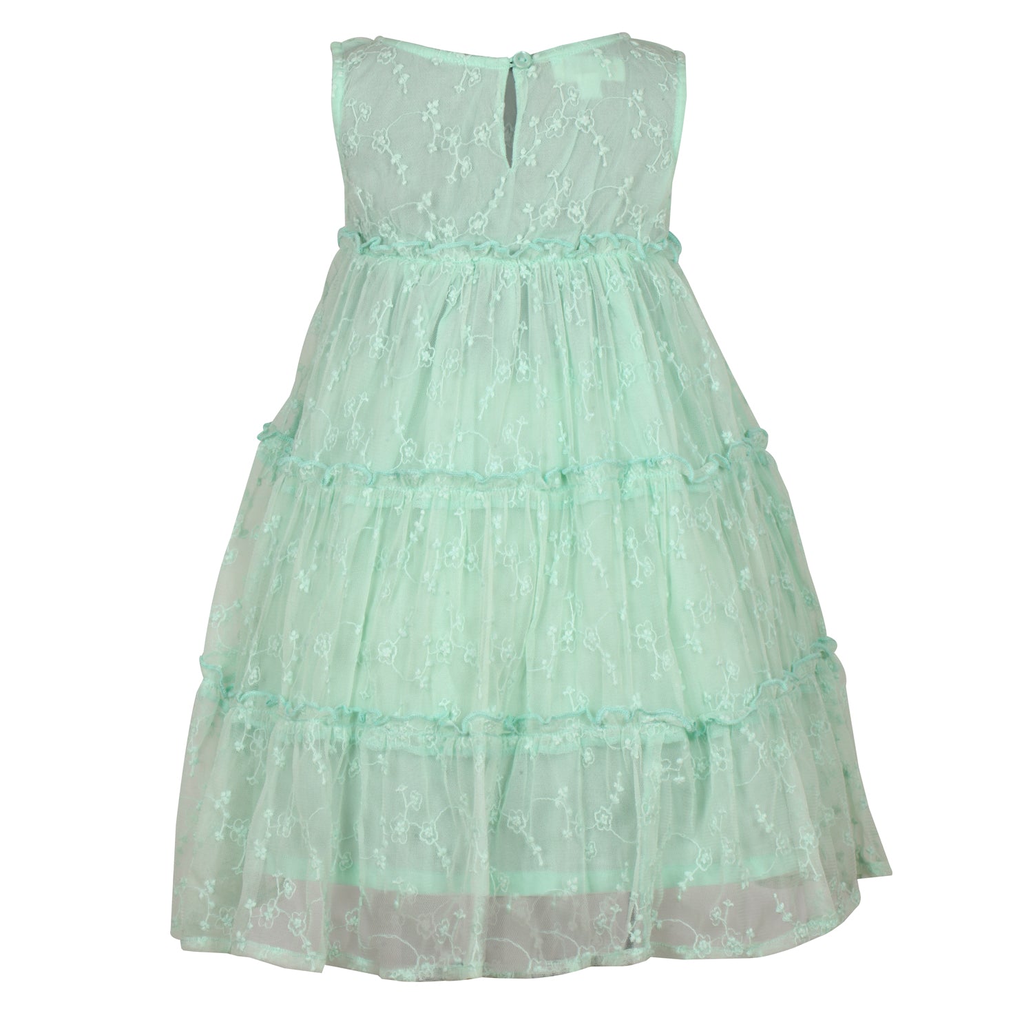 Embroidered tiered net party dress