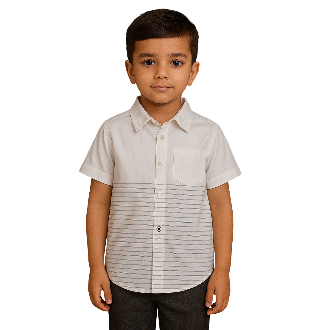White & Grey Stripe Cotton Shirt by Boy Crew